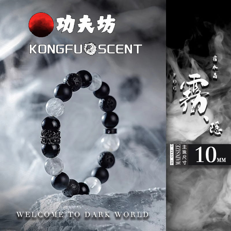 [Dark Warrior] Obsidian, volcanic stone, amethyst forged bracelet