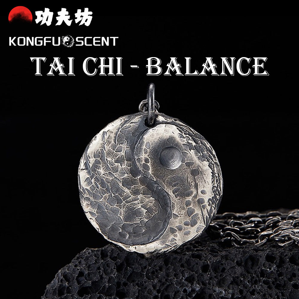 Tai Chi - Balance | 925 Sterling Silver Engraved Meditation Guardian Pendant