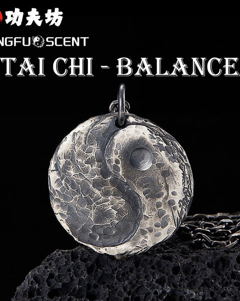 Tai Chi - Balance | 925 Sterling Silver Engraved Meditation Guardian Pendant