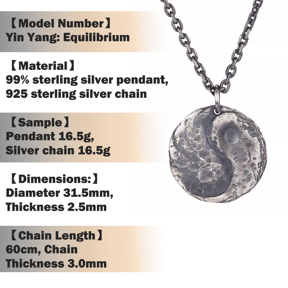 Tai Chi - Balance | 925 Sterling Silver Engraved Meditation Guardian Pendant